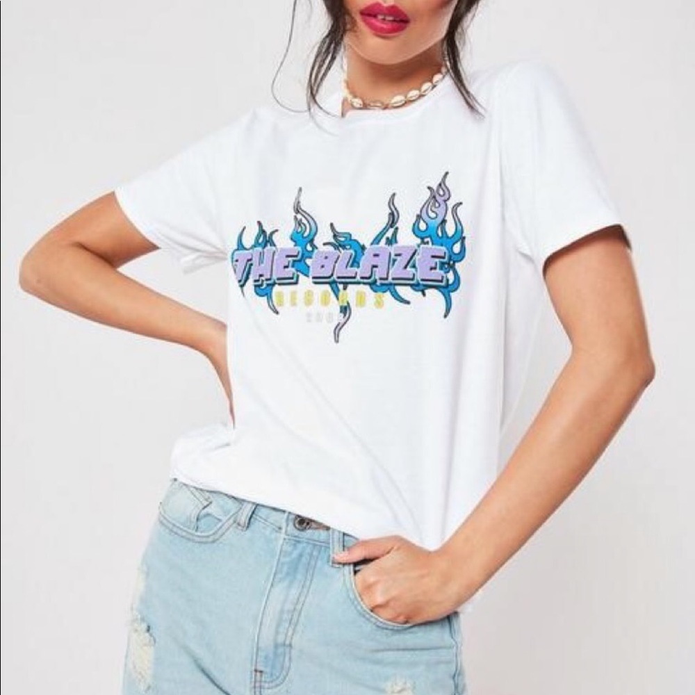 White The Blaze Graphic T Shirt